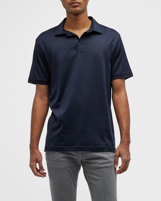 Men's Solid Cotton/Silk Jersey Polo Shirt