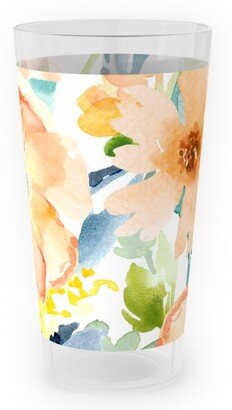 Outdoor Pint Glasses: Floral Love Print Outdoor Pint Glass, Multicolor