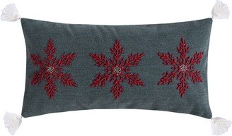 Home Villa Lugano Sleigh Bells Embroidered Tassel Decorative Pillow, 12