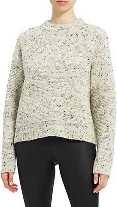 Women's Boxy Mock Neck Tweed Boucle Sweater-AA