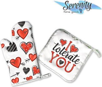 Valentine's Day Home Decor | Decorative Kitchen Hot Plate Pot Holder Oven Mitt Set Valentines Funny Gift Heart