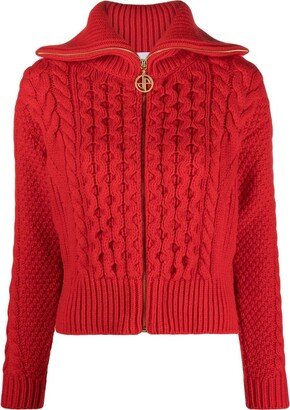 Cable-Knit Wool-Blend Cardigan-AC