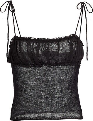 GUIZIO Ruched Chiffon Knit Camisole