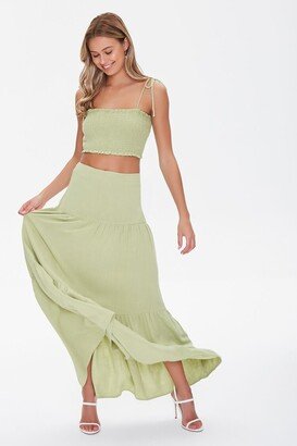 Smocked Cropped Cami & Tiered Skirt Set