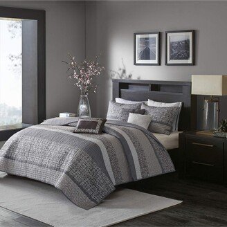 Gracie Mills Rhapsody Quilted Coverlet Set, Grey/Taupe - California King - Grey/taupe