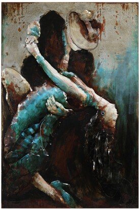 Ballroom Dancers Mixed Media Iron Hand Painted Dimensional Wall Art, 48 x 32 x 2.4