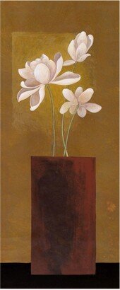 Pablo Esteban Flowers in Red Vase on Green Canvas Art - 27 x 33.5