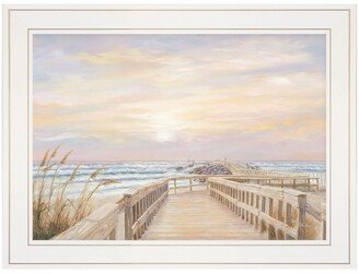 Ponce Inlet Jetty Sunrise by Georgia Janisse, Ready to hang Framed Print, White Frame, 21 x 15