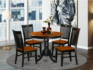 Mid Century Table Set Contains a Dining Table and Kitchen Dining Chairs - Black Finis-AA
