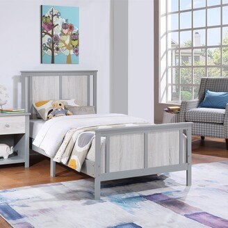 TONWIN Gray/Rockport Gray Kids Bed Reversible Panel Twin Size Bed