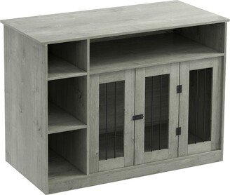 Dog Crate Furniture with Storage Space, Dog Kennel with Lockable Door, Pet Cage for Large Medium Dogs, 47 x 23.5 x 35, Gray