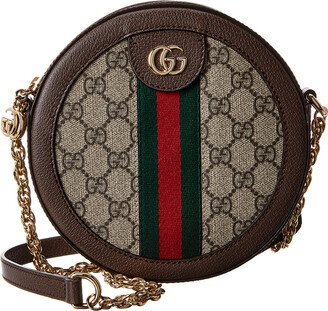 Ophidia Mini Round Gg Supreme Canvas & Leather Crossbody