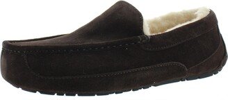 Ascot Mens Suede Shearling Moccasin Slippers