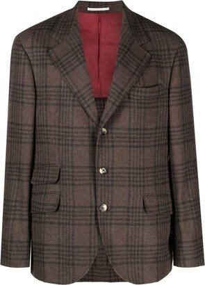 Check-Pattern Wool-Blend Blazer