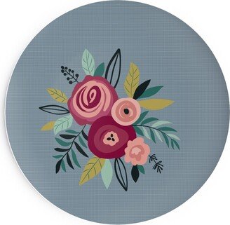 Salad Plates: Floral Bouquet - Dusty Blue Salad Plate, Blue