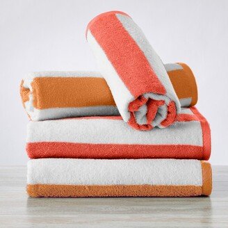 Cotton Classic Cabana Stripe 4 Pack Beach Towel - Great Bay Home (Orange / Red)