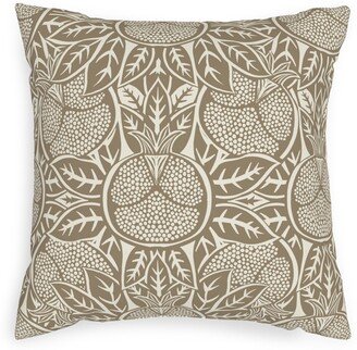 Outdoor Pillows: Pomegranate Block Print - Neutral Outdoor Pillow, 20X20, Single Sided, Brown