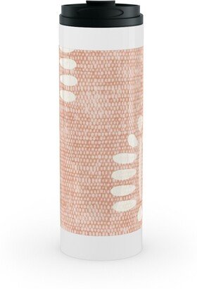 Travel Mugs: Block Print Fern - Dusty Pink Stainless Mug, White, 16Oz, Pink