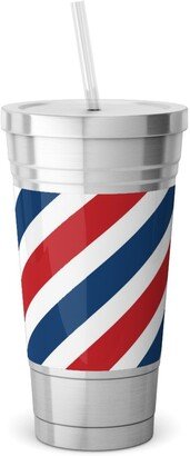 Travel Mugs: American Stripes Diagonal - Multi Stainless Tumbler With Straw, 18Oz, Multicolor
