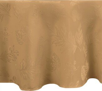 Elegant Woven Leaves Jacquard Damask Tablecloth - 60 x 84 Oval - Gold