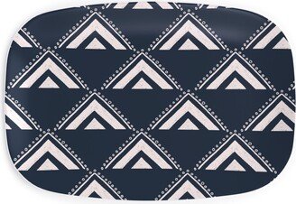 Serving Platters: Lead The Way Triangles - Blue Serving Platter, Blue