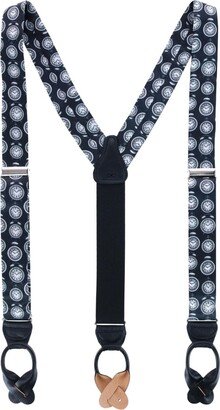 Ticking Time Clock Silk Button End Suspenders