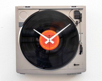 Recycled Turntable Clock, Music, Record, Album, Player, Upcycle, Reuse, Repurpose, Large, Wall, Vinyl, Lp, Vintage, Antique, Battery, Retro