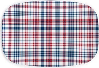 Serving Platters: American Plaid - Blue And Red Serving Platter, Multicolor