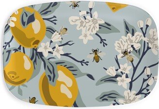 Serving Platters: Bees & Lemons Serving Platter, Blue