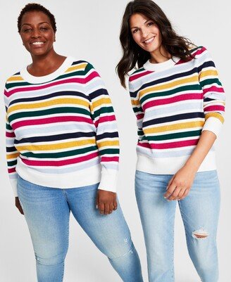 Style & Co Women's Rainbow Stripe Sweater with Shine, Pxs-4X, Created for Macy's