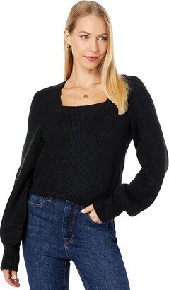 Melwood Square-Neck Pullover Sweater in Coziest Yarn (True Black) Women's Sweater