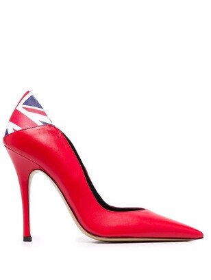 UK Flag pointed toe pumps