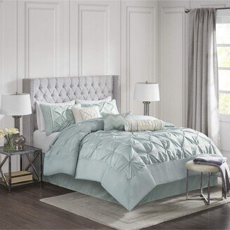 Gracie Mills Laurel 7 Piece Poly Fill Comforter Set, Seafoam - King