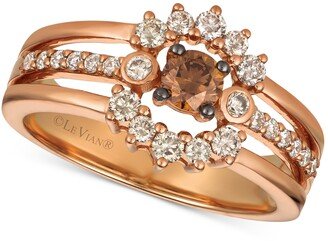 Creme Brulee Diamond Halo Three-Row Ring (5/8 ct. t.w.) in 14k Rose Gold