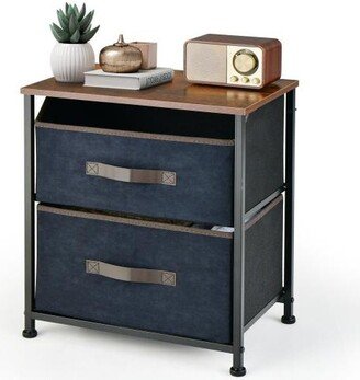 Slickblue 20 Inch Height Industrial Nightstand with 2 Pull-out Fabric Drawers