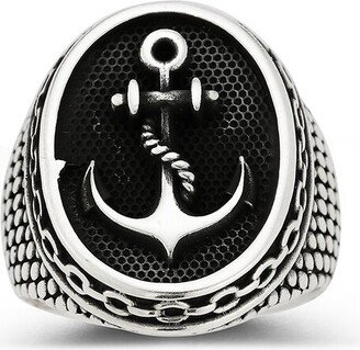 Yield Of Men Silver Anchor Signet Ring