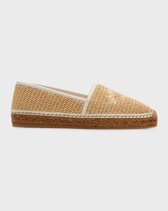 Brie Raffia Embroidered Logo Espadrilles-AA