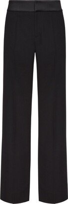 Contrasting-Waistband Straight-Leg Trousers-AA