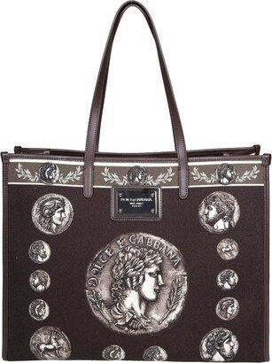 Dolce Gabbana Coin Print Canvas Shopping Bag