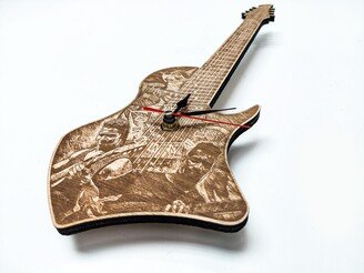 Tosin Abasi Inspired Wooden Guitar Wall Clock