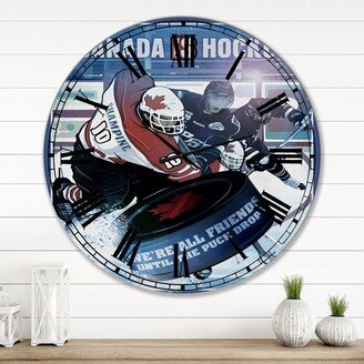 Designart 'Canada is Hockey' Traditional Wall Clock