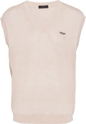 Triangle-Logo Open-Knit Vest