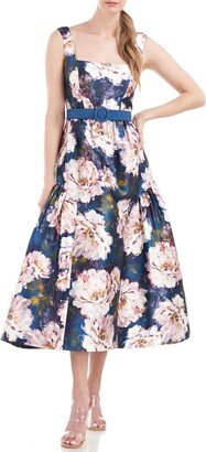 Womens Floral Midi Cocktail and Party Dress