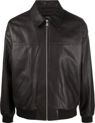Ettore collared leather jacket