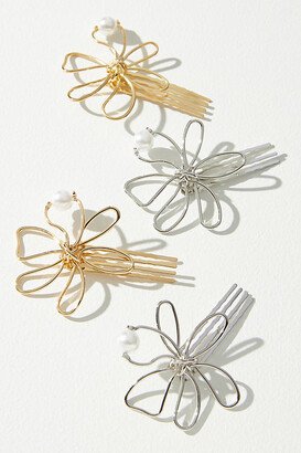 By Anthropologie Wire Flower Hair Pins, Set of 4
