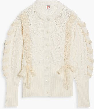 Jesse bow-embellished cable-knit merino wool cardigan