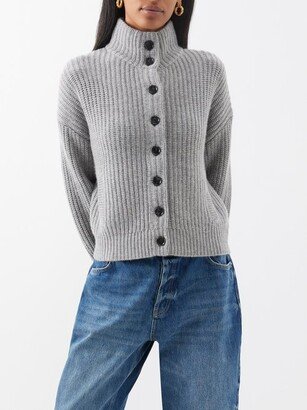 Ribbed-knit Wool-blend Cardigan