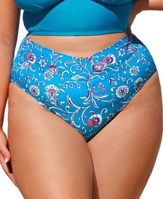 Women's Cockscomb Flower V-Front High Waist Plus Size Bikini Bottoms