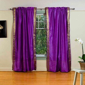 Indian Selections Purple Rod Pocket Sheer Sari Curtain / Drape / Panel - Piece