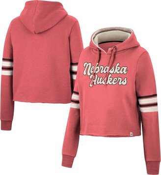 Women's Scarlet Nebraska Huskers Retro Cropped Pullover Hoodie